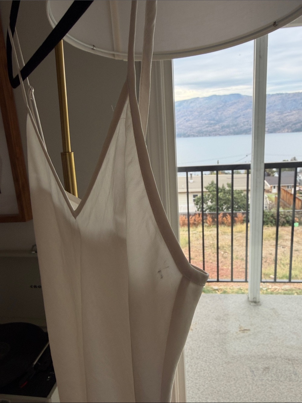 Wilfred Cream V-Neck Slip Dress with Thin Straps - Picture 3 of 4